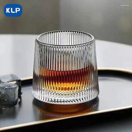 Wine Glasses KLP Creative Rotating Glass Tumbler Ins Air Hammer Print Beer Mug Household Whisky