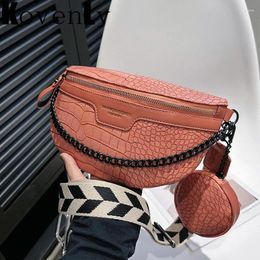 Waist Bags Bag 2024 Fashion Ladys Chest Stone Pattern Leather Pack For Women Casual Travel Belt Strap Crossbody Packs