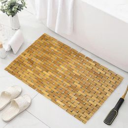 Bath Mats Handmade Bamboo Bathroom Mat Waterproof Rectangle Anti-slip Hollow Wood SPA Foldable Shower Rug Pad Accessories