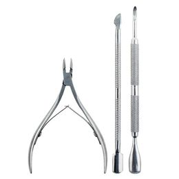 NEW 2024 Cutter Nipper Clip Cut Set 3 Pcs Stainless Steel Nail Cuticle Pushers Spoon Nail Scissor Dead Skin Remover Tools For Womennail cuticle