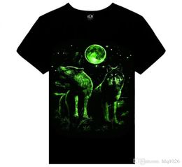 Summer brand clothing Novelty Mens tshirt homme 3D Glow in the Dark Luminous t shirt Men Wolf Printed Short Sleeve tee 6345700