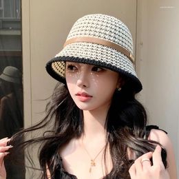 Berets Vintage Summer Beach Hat Women'S Sun Protection And Anti-Uv Visor Breathable Portable Storage Classic Bucket Cap