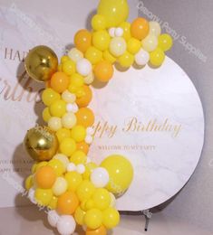 Lemon Yellow Balloons Garland Arch 4D Gold Foil Balloon Kit Ivory Balon Wedding Birthday Baby Shower Party Decorations Supplies G03690164
