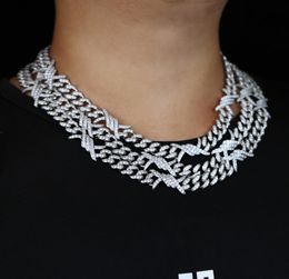 Barbed wire cuban link chain necklace for men micro pave 5A cz iced out bling hip hop men boy jewelry1647493