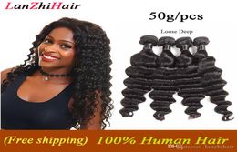 Real Human Hair Extensions Loose Deep Water Wave Malaysian Virgin Hair Bundles 4 5pcslot Deals Grade 8A Loose Deep Hair Weave 50g7217472