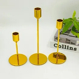 Candle Holders 3 Pcs Colour European Metal Holder Simple Golden Wedding Decoration Bar Party Living Room Home