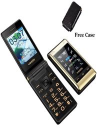 Original Flip Double Dual Screen Cell phones 2 SIM Card One key Speed Dial Touch Handwriting Big Keyboard FM Senior Luxury Gold Ce1868502