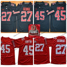 Vintage Ohio State Buckeyes College Football Jerseys Mens 27 Eddie George 45 Archie Gryphon Stitched Shirts O Legends of Scar6496339