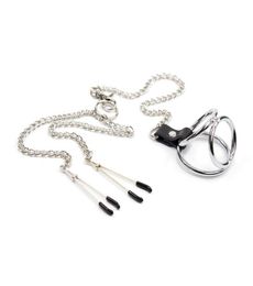 BDSM Toy for Men Nipple Clamps with Stainless Steel Metal 3 Penis Rings Cockrings Fetish Sex Restraints Set Gays Erotic Games6187418