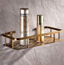 Home Organizer Kitchen Bath Shower Shelf Storage Basket Holder Wall Mounted Brass Antique Finishes Bathroom Hardware4321164