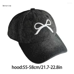 Ball Caps B36D Adult Embroidery Bowknot Baseball Eye Catching Travel Gathering Duckbill Hat Teens Sports For Cycling Hiking