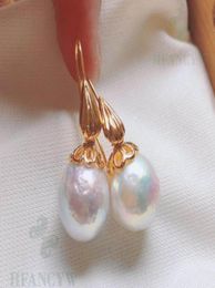 Dangle Chandelier Fashion White Baroque Pearl Earring 18k Hook Luxury Irregular Earbob RealDangle9757385