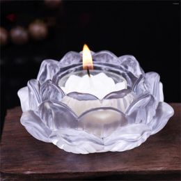 Candle Holders 7 Colors Quartz Crystal Lotus Flower Crafts Glass Paperweight Fengshui Ornaments Figurines Home Wedding Party Decor Gifts