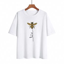 24 Newt-shirt for Men and Women New Summer Bee Kind Faith Print Loose Size Comfortable Casual T-shirt Short Sleeved
