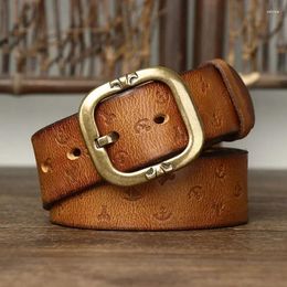 Belts Stylish 3.8CM Genuine Leather With Embossed Design For Men