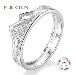 Cluster Rings Monkton Real 925 Sterling Silver Snow Caps Mountain For Women Classic Zircon Stackable Wedding Bands Jewellery Gift