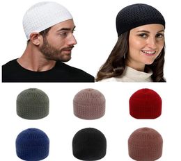 Winter Knitted Muslim Men Prayer Hats Warm Male Beanies Cap Islamic Ramadan Jewish Kippah Homme Hat Men039s Wrap Head1429075