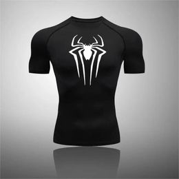 Mens Athletic Compression Shirts Printed Athletic Quick Dry Breathable Rash Guard Athletic Tight Workout Tops Summer 240412