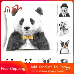 Pillow Animal Panda Series Living Room Pillows Bed Head Backrest White Decorative Cover Square