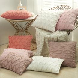 Pillow 3D Rhombus Plush Cover Geometric Decorative Throw Case Soft Cosy Bed Sofa Fur HomeDecorative