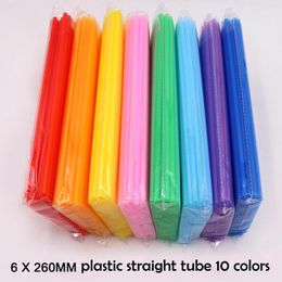 Disposable Cups Straws 100pcs 6 X 260 Mm Straight Pipe Plastic Drinking Beverage Wedding Decor Mixed Colours Party Supplies BT