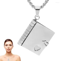 Decorative Figurines Stainless Steel Necklace Book Diary Design Envelope Pendant Non-fading Jewelry Locket With Chain And Clasp