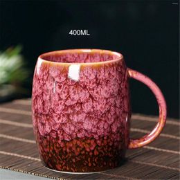 Mugs Retro Kiln Change Glazed Ceramic Creative Coffee Milk Mug Large Capacity Simple Teacup Household Couple Water Cup 400 Ml