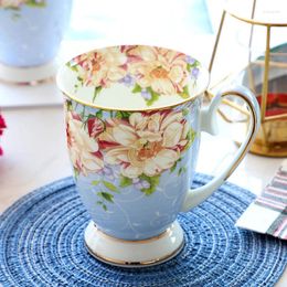 Mugs Ceramic Creative European Mug With Lid Large Capacity Bone Porcelain Water Cup Breakfast Milk Light Luxury Coffee