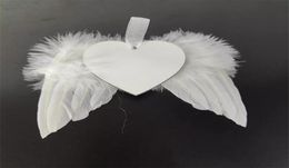 Feather wings sublimation ornament MDF Wooden pendant Christmas sublimated blanks angel wing double sides ornaments9790432