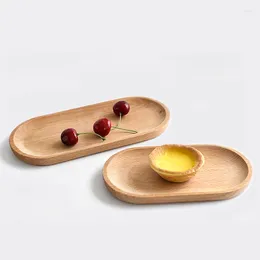 Plates 2Pcs/Set Simple Wooden Round Square Dessert Storage Tray Home Kitchen Cupcake Fruit Saucer Snack Display Plate