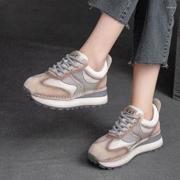 Casual Shoes Johnature 2024 Autumn Winter Genuine Leather Mixed Colours Lace-up Sneakers Women Leisure Sport Soft Sole Comfortable