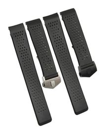 Watch Bands 22mm 24mm Black Ventilation Band For CARRERA Silicone Rubber Waterproof Strap Bracelet Belt3410059