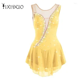 Stage Wear Figure Skating Dress Women's Girls' Ice Asymmetric Hem Mesh Spandex Elastane High Elasticity Competition