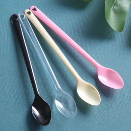 Disposable Flatware 10pcs 18cm Spoons Plastic Long Handle Thickened Cuchara Desechable Verrine Jetable Mini Spoon