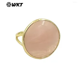 Cluster Rings WT-R513 Transparent Natural Colored Gemstone Big Round Shape Pendant With 18k Gold Plating For Special Party Decorated