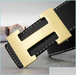 Belts 2022 Brand Luxury Men Genuine Leather Lettern H Buckle For Business Fashion Strap Women Jeans X220216 Drop Delivery Acces Ac8931229