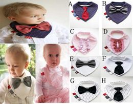 8 styles Baby Girls Boys Cute bow tie Bibs Saliva Towel samgamibaby Kids Infant Towels Kids Dot Lace Tie Burp Cloths Children Cott7763859