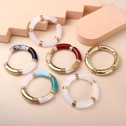 Bangle Niche Retro Marble Grain Curved Bamboo Tube Women Bangles Fashion Jewelry Gifts For Her Lady Bracelet