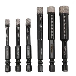 Decorative Plates 6Pc Black Dry Diamond Drill Bits Set For Granite Ceramic Marble Tile Stone Glass Hard Materials 5/6/8/10/12mm