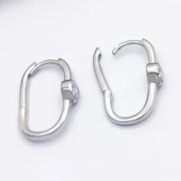 Hoop Earrings HESHI 925 Sterling Silver Smooth White Simple Line Oval Geometry Heart Zircon Inlay For Woman