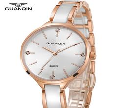 GUANQIN 2018 women watch Ceramic dress watch black top brand luxury waterproof girl gold Female quartz wristwatch zegarek damski5852366
