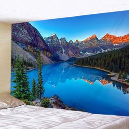 Tapestries Scenery Painting Tapestry Hanging Beautiful Natural Landscape Lake Sea Beach Art Wall Decor For Living Room Bedroon Travel Mat
