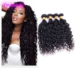 Indian Raw Human Hair Extensions 4 Bundles Water Wave Virgin Hair Water Wave Bundles Wet And Wavy Indian Natural Color8099593