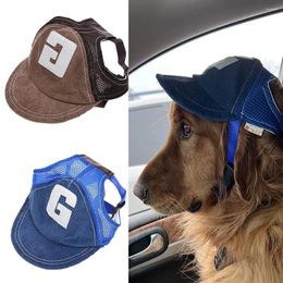 Dog Apparel Summer Big Hat Sunscreen Cap Baseball Outdoor Sports Ear Holes Adjustable Pet Small To Medium Large