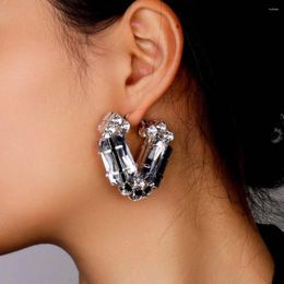 Dangle Earrings Stonefans V-shaped 2024 Designer Trend Women Sparkly Clear Crystal Party Geometric Fashion Ear Jewellery Accessories Gift