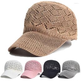 Ball Caps Summer Hollow Knitted Baseball Cap Women Men Breathable Mesh Sun Hats Adjustable Knit Visors Outdoor UV Protection Sunscreen