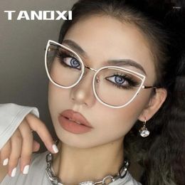 Sunglasses TANOXI Anti Blue Ray Reading Glasses For Women Ins Matal Business Man Cat Eye Shades Goggle Uv400 Oculos Sol