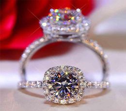 100 Moissanite 1CT 2CT 3CT Brilliant Diamond Halo Engagement Rings For Women Girls Promise Gift Sterling Silver Jewelry5364972