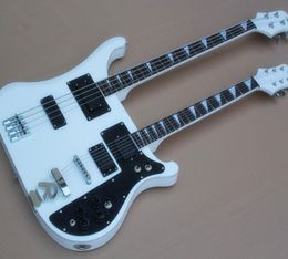 400 double neck six string electric guitar four string electric bass in one white7633810