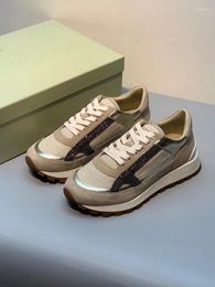 Casual Shoes Spring 2024 B C Women's Sneakers With Elegant Color Palette Calfskin Stitching Design Four Seasons High Quality